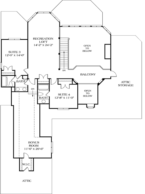 House Blueprint - Traditional Floor Plan - Upper Floor Plan #453-188