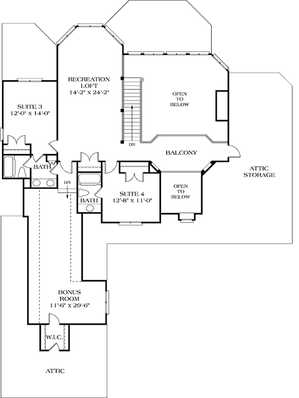Architectural House Design - Traditional Floor Plan - Upper Floor Plan #453-188