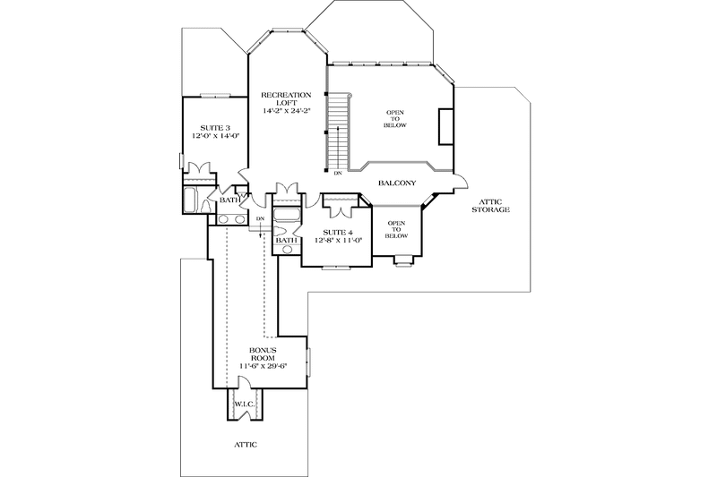 Architectural House Design - Floor Plan - Upper Floor for Traditional House Plan #453-188 - 4 bed, 4 bath