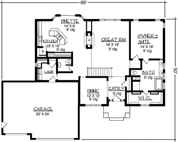 Dream House Plan - Prairie Floor Plan - Main Floor Plan #320-1482