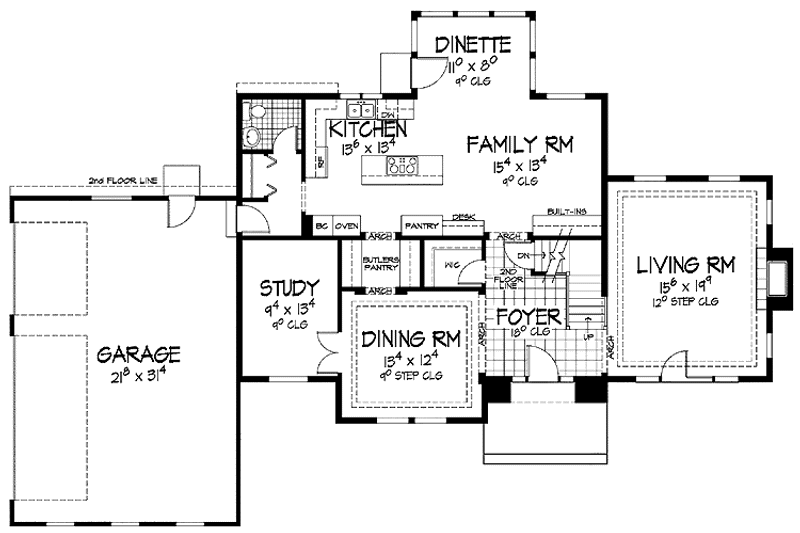 Dream House Plan - Floor Plan - Main Floor for European House Plan #51-929 - 4 bed, 2.5 bath