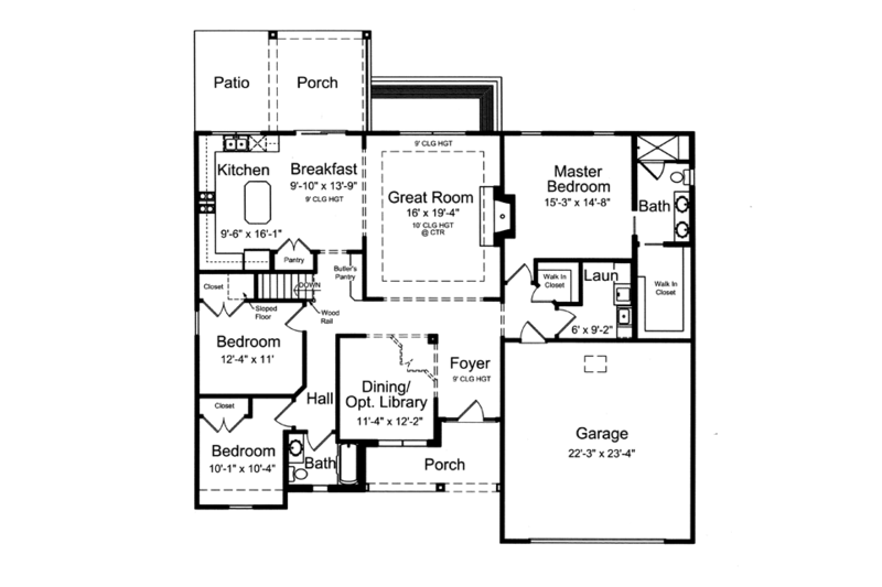 Architectural House Design - Floor Plan - Main Floor for Traditional House Plan #46-839 - 3 bed, 2 bath