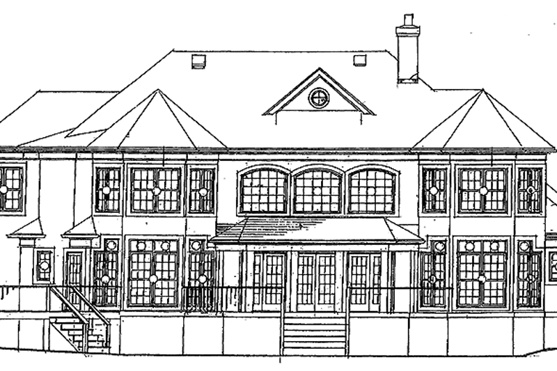 Architectural House Design - Exterior - Rear Elevation for Mediterranean House Plan #453-178 - 4 bed, 3.5 bath