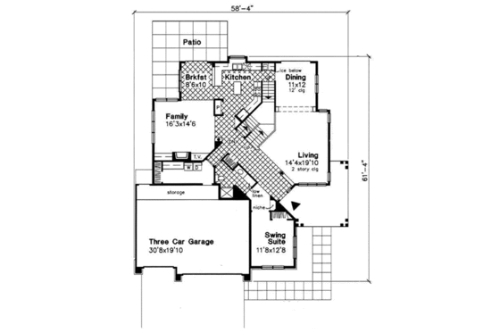 Floor Plan - Main Floor for Traditional House Plan #50-171 - 5 bed, 3 bath