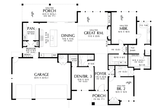 Floor Plan - Main Floor for Contemporary House Plan #48-1129 - 3 bed, 3 bath
