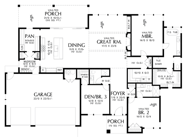 Contemporary Floor Plan - Main Floor Plan #48-1129