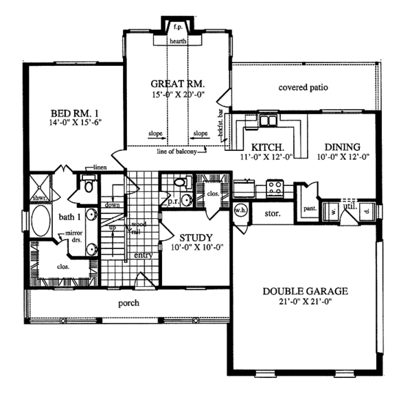 Architectural House Design - Country Floor Plan - Main Floor Plan #42-598