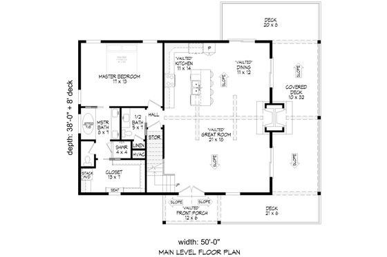 Floor Plan - Main Floor for Farmhouse House Plan #932-1099 - 3 bed, 2.5 bath
