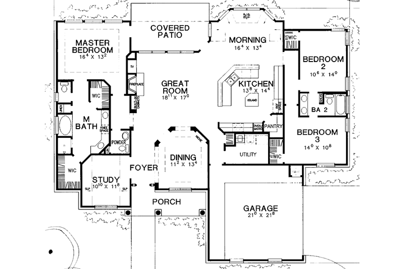 Home Plan - Floor Plan - Main Floor for Country House Plan #472-163 - 3 bed, 2.5 bath