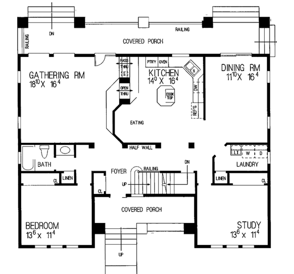Architectural House Design - Craftsman Floor Plan - Main Floor Plan #72-837