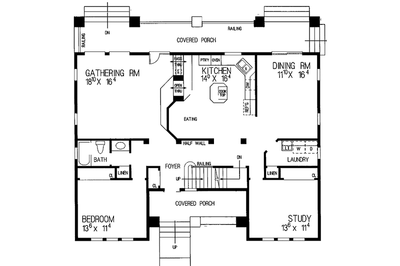 Home Plan - Floor Plan - Main Floor for Craftsman House Plan #72-837 - 2 bed, 2 bath