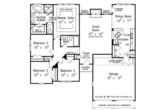 Floor Plan - Main Floor for Ranch House Plan #927-241 - 4 bed, 2 bath
