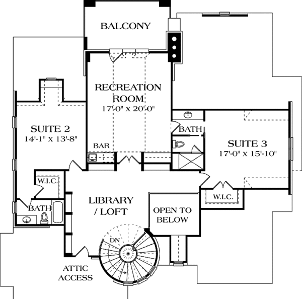 Architectural House Design - European Floor Plan - Upper Floor Plan #453-580