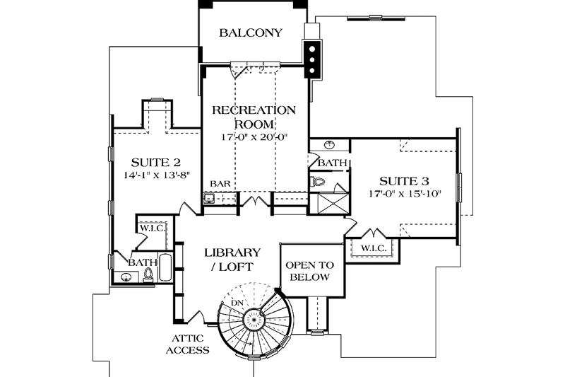 Architectural House Design - Floor Plan - Upper Floor for European House Plan #453-580 - 3 bed, 3.5 bath