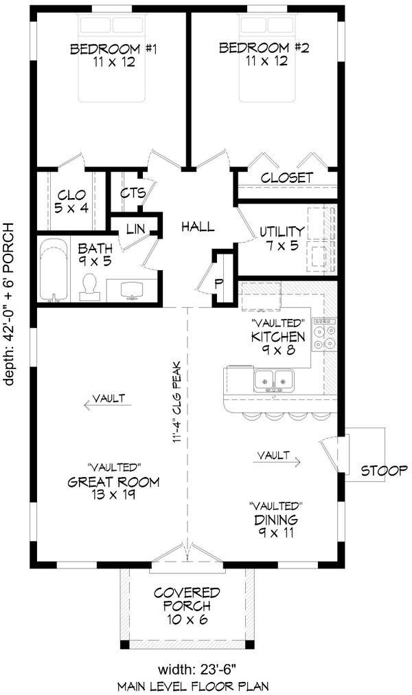 Architectural House Design - Country Floor Plan - Main Floor Plan #932-987
