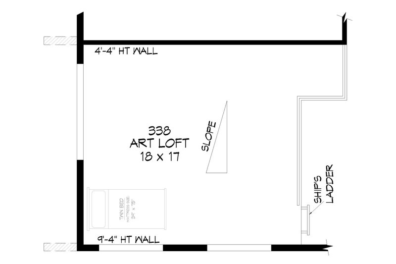 House Blueprint - Floor Plan - Upper Floor 1 for Contemporary House Plan #932-939 - 3 bed, 3 bath