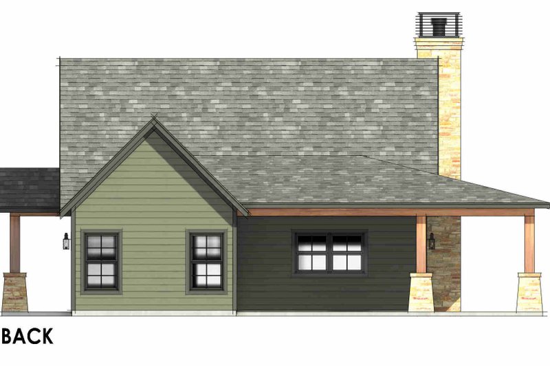 Home Plan - Exterior - Rear Elevation 1 for Craftsman House Plan #1096-154 - 2 bed, 2 bath
