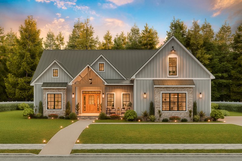 House Blueprint - Exterior - Front Elevation 8 for Farmhouse House Plan #54-681 - 3 bed, 3 bath