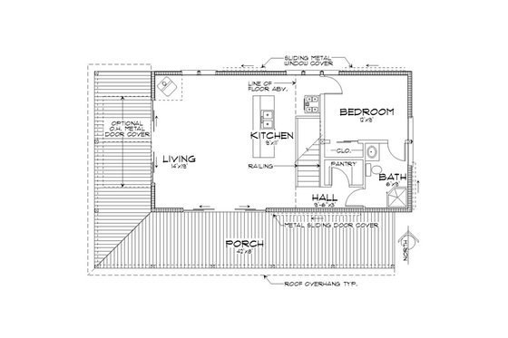 Floor Plan - Main Floor for Cabin House Plan #452-3 - 2 bed, 2 bath