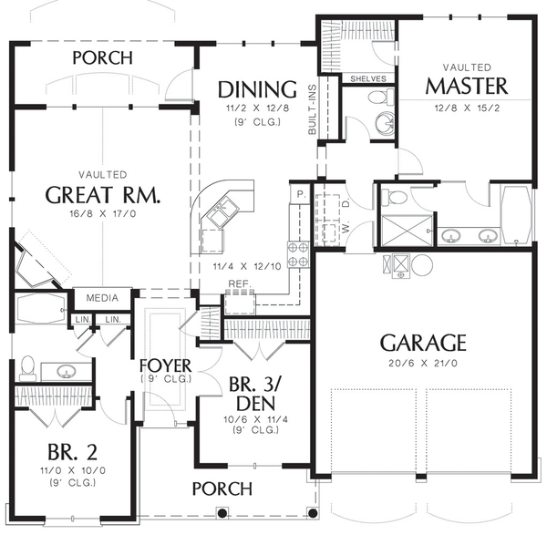 Architectural House Design - Cottage style floor plan layout 48-102
