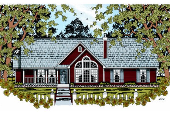 Exterior - Front Elevation for Traditional House Plan #42-362 - 4 bed, 2 bath
