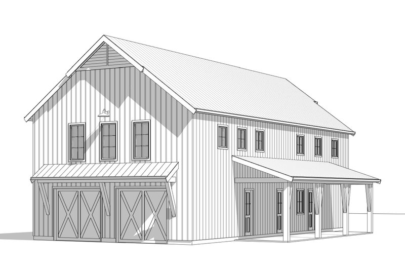 House Blueprint - Exterior - Front Elevation 3 for Barndominium House Plan #1114-63 - 4 bed, 3.5 bath