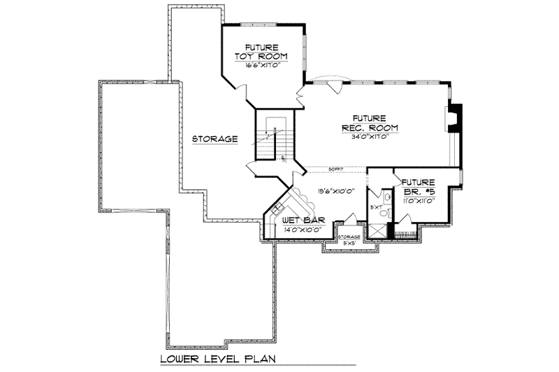 Architectural House Design - Floor Plan - Lower Floor for Modern House Plan #70-459 - 4 bed, 2.5 bath
