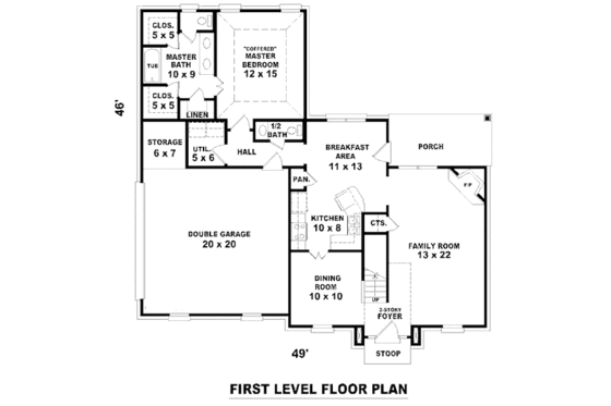 Floor Plan - Main Floor for Traditional House Plan #81-13780 - 3 bed, 2.5 bath