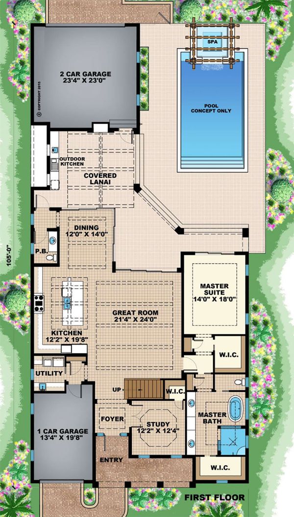 Beach Floor Plan - Main Floor Plan #27-543