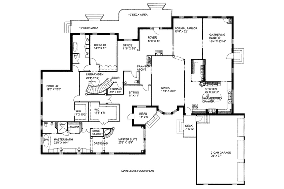 Floor Plan - Main Floor for Modern House Plan #117-631 - 5 bed, 4.5 bath