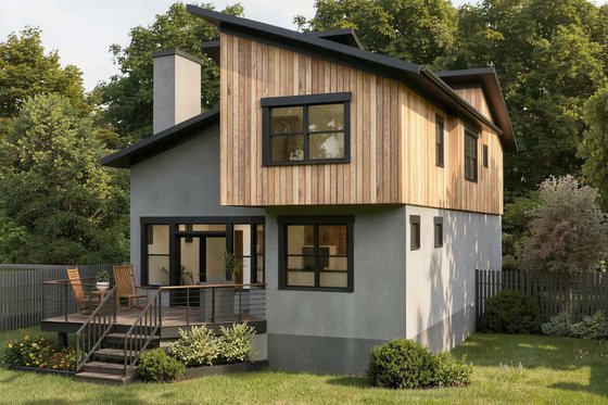 Exterior - Rear Elevation for Modern House Plan #79-300 - 3 bed, 2.5 bath