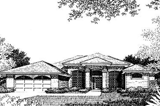 Exterior - Front Elevation for Mediterranean House Plan #417-285 - 4 bed, 3 bath