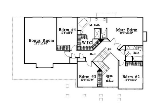 Floor Plan - Upper Floor for Craftsman House Plan #78-219 - 4 bed, 3 bath