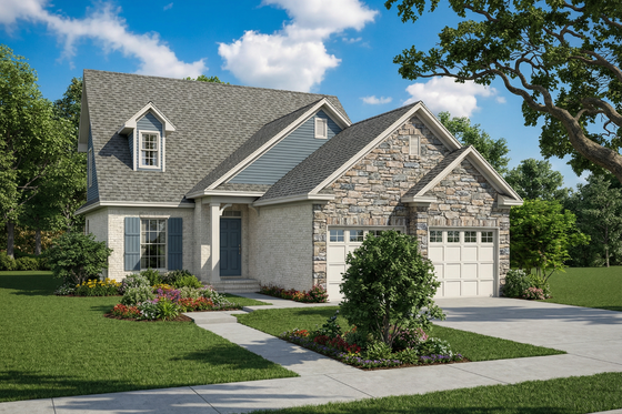 Exterior - Front Elevation for Traditional House Plan #17-260 - 3 bed, 2.5 bath
