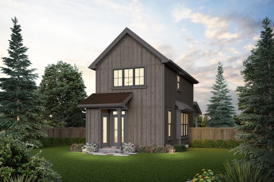 Exterior - Rear Elevation for Contemporary House Plan #48-1038 - 2 bed, 1.5 bath