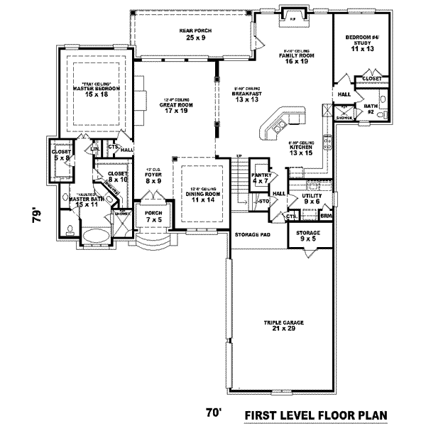 Colonial Floor Plan - Main Floor Plan #81-1596