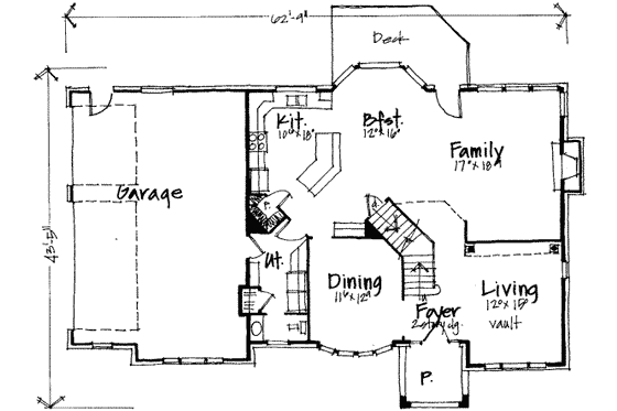 Floor Plan - Main Floor for Traditional House Plan #308-178 - 4 bed, 2.5 bath
