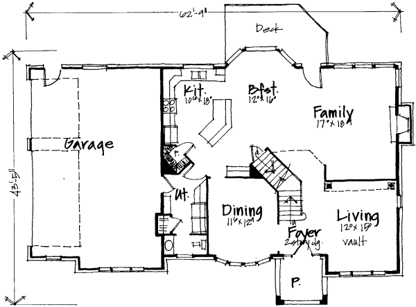 Traditional Floor Plan - Main Floor Plan #308-178