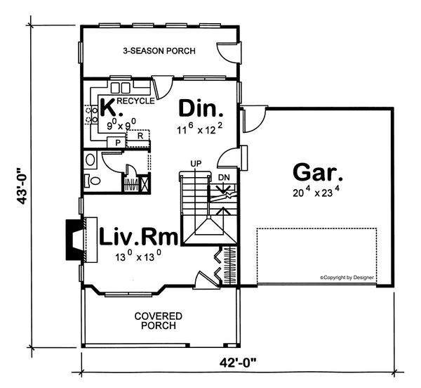 House Plan Design - Country Floor Plan - Main Floor Plan #20-2218