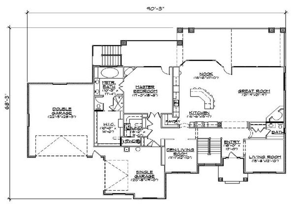 Architectural House Design - Traditional Floor Plan - Main Floor Plan #5-304