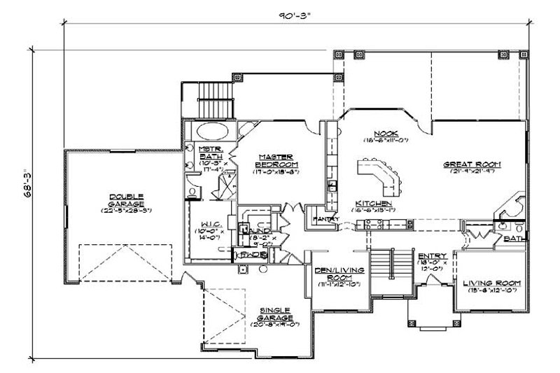 Home Plan - Floor Plan - Main Floor for Traditional House Plan #5-304 - 3 bed, 3.5 bath