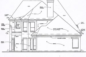 Exterior - Rear Elevation for European House Plan #141-104 - 3 bed, 3.5 bath