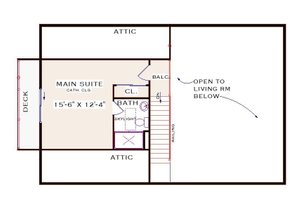 Floor Plan - Upper Floor for Cabin House Plan #3-350 - 3 bed, 2 bath