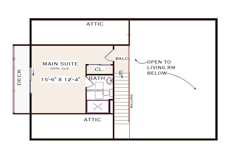 House Plan Design - Floor Plan - Upper Floor for Cabin House Plan #3-350 - 3 bed, 2 bath