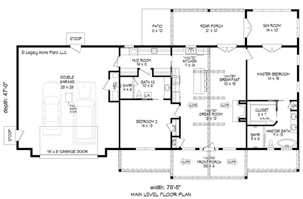 Ranch Floor Plan - Main Floor Plan #932-740