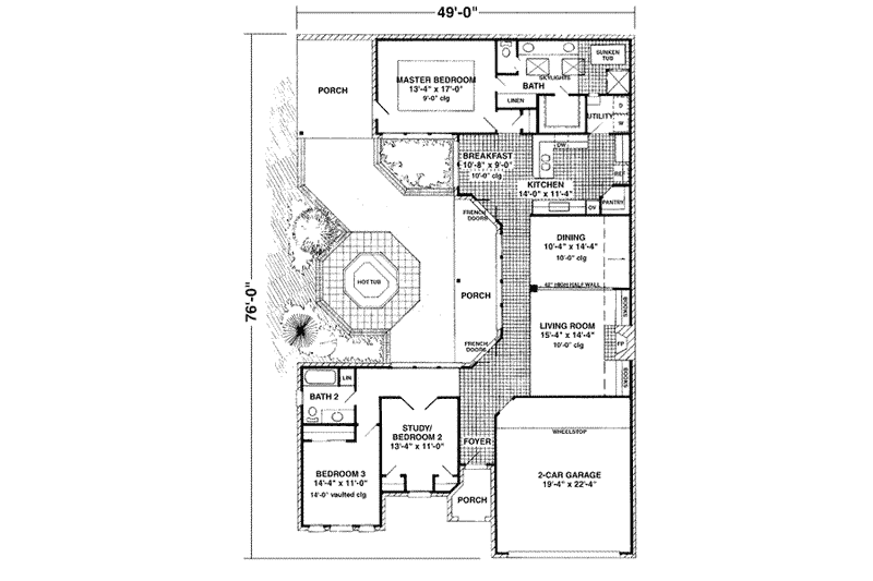 Dream House Plan - Floor Plan - Main Floor for European House Plan #410-280 - 2 bed, 2 bath