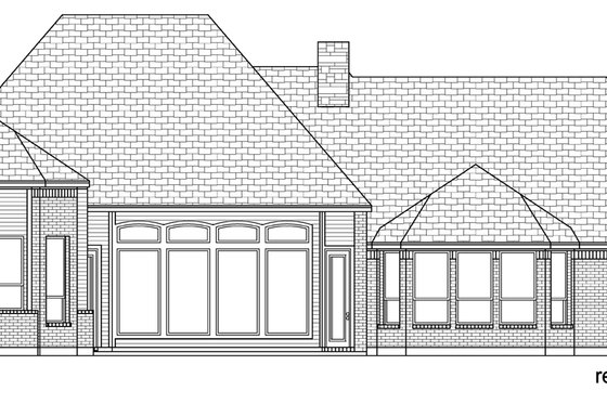 Exterior - Rear Elevation for Tudor House Plan #84-609 - 4 bed, 3 bath