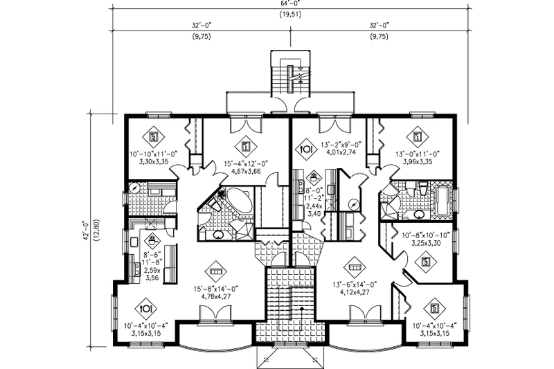 Architectural House Design - Floor Plan - Upper Floor for European House Plan #25-306 - 20 bed, 8 bath