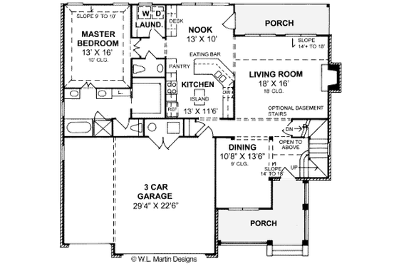 Floor Plan - Main Floor for Traditional House Plan #20-373 - 4 bed, 2.5 bath
