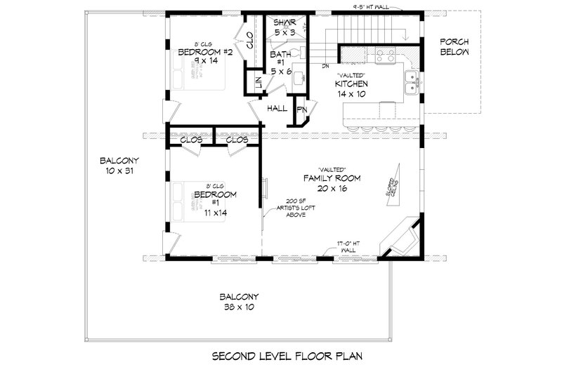 Architectural House Design - Floor Plan - Upper Floor for Modern House Plan #932-564 - 3 bed, 2 bath